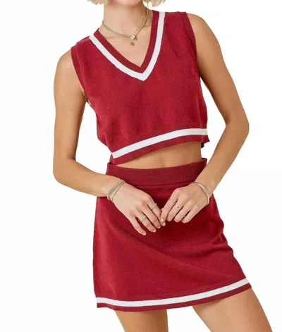 Day + Moon Women's College Sweater Top In Red