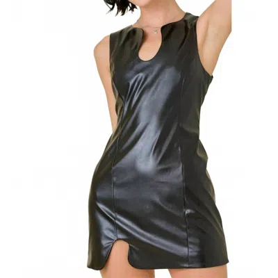 Day + Moon Women's Faux Leather Mini Dress In Black