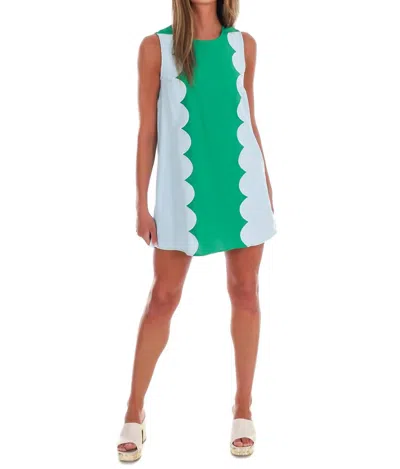 Day + Moon Women's Scalloped Sweetie Mini Dress In Green/blue