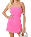 Day + Moon Women's Strapless Buckle Mini Dress In Pink In Pink
