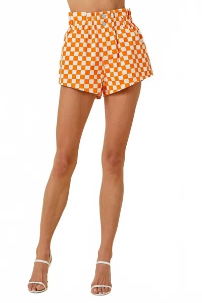 Day + Moon Women's Sunkist Checker Short In Orange In Multi