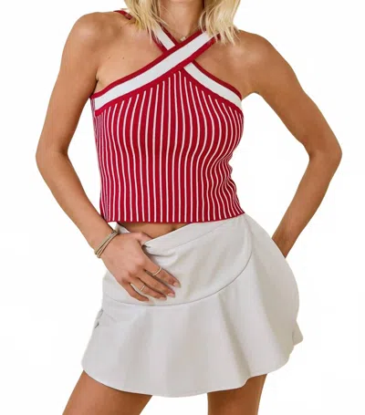 Day + Moon X Halter Contrast Top In Red