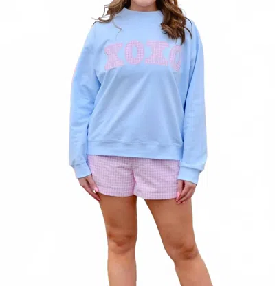 Day + Moon Xo Mock Neck Sweatshirt In Blue