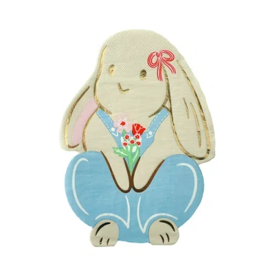 Daydream Society Bunnies In The Garden Overalls Bunny Large Napkins In Asssorted Pre-pack