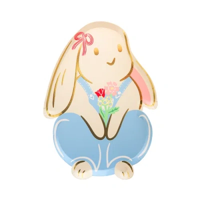 Daydream Society Bunnies In The Garden Overalls Bunny Large Plates In Asssorted Pre-pack