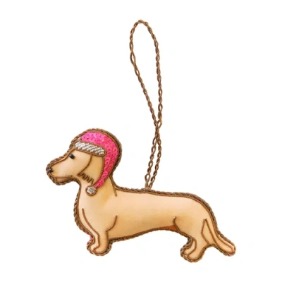 Daydream Society Dachshund Christmas Ornament In Brown