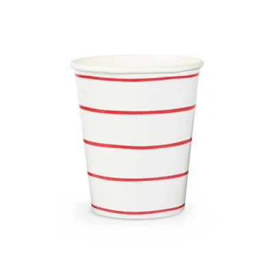 Daydream Society Frenchie Striped 9 oz Cups In Candy Apple