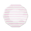 Daydream Society Frenchie Striped Large  Plates In Cerise