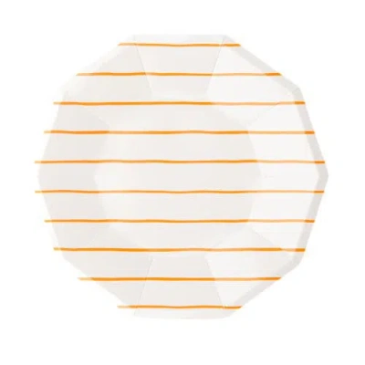 Daydream Society Frenchie Striped Large  Plates In Clementine