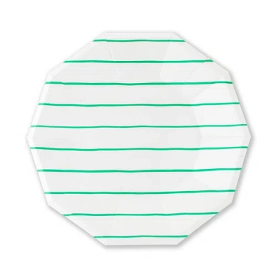 Daydream Society Frenchie Striped Large  Plates In Clover