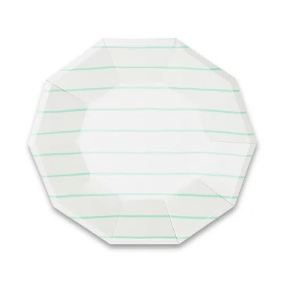 Daydream Society Frenchie Striped Large  Plates In Mint