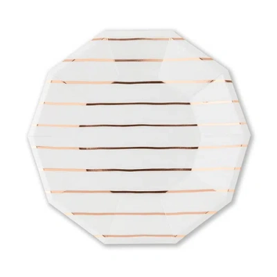 Daydream Society Frenchie Striped Large  Plates In Rose Gold