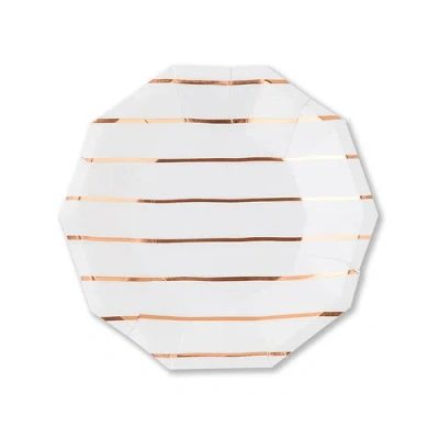 Daydream Society Frenchie Striped Small Plates In Rose Gold