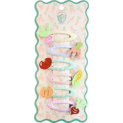 Daydream Society Kids'  Garden Vegetables Spring Hair Clip Set In Multi