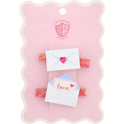 Daydream Society Kids'  Love Birds Love Notes Hair Clip Set In Multi
