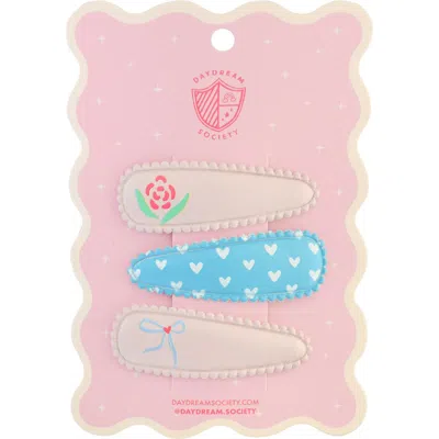 Daydream Society Kids'  Love Birds Printed Hair Clip Set In Pink
