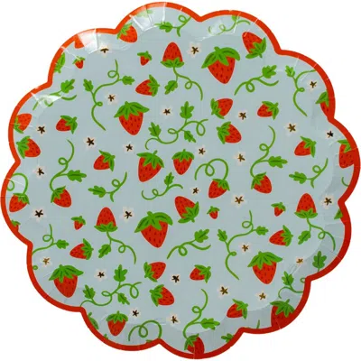 Daydream Society Strawberry Picnic Scalloped Small Plates In Multi