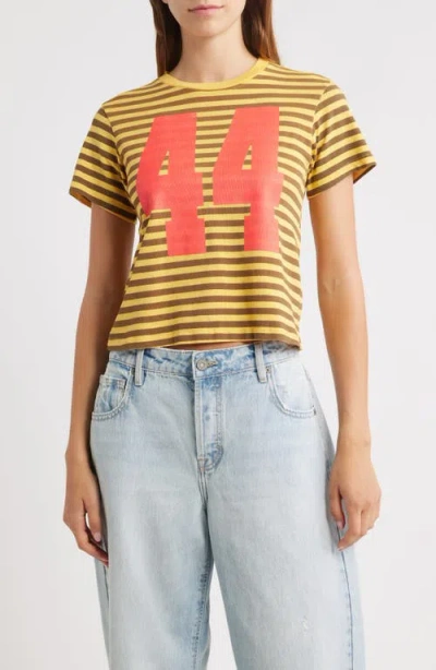Daydreamer 44 Stripe Crop Graphic T-shirt In Gold