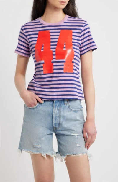 Daydreamer 44 Stripe Crop Graphic T-shirt In Purple