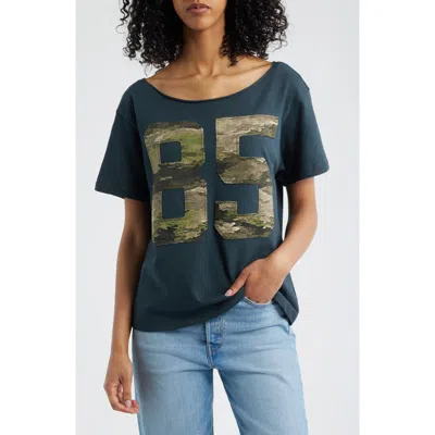 Daydreamer 85 Camo Appliqué Off The Shoulder Cotton T-shirt