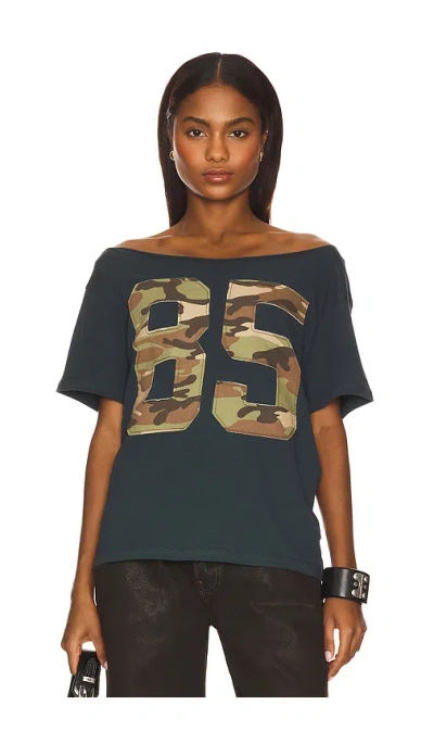 Daydreamer 85 Camo Applique Off The Shoulder Tee