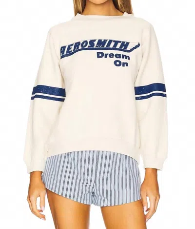 Daydreamer Aerosmith Crew Knit Sweater In Dirty White In Multi