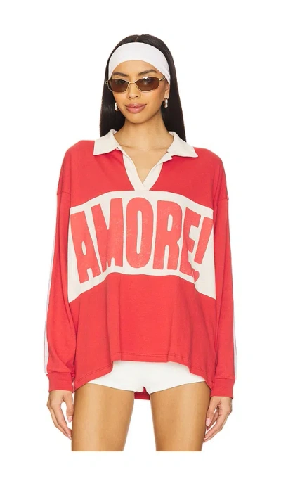 Daydreamer Amore Rugby Top In Washed Scarlet