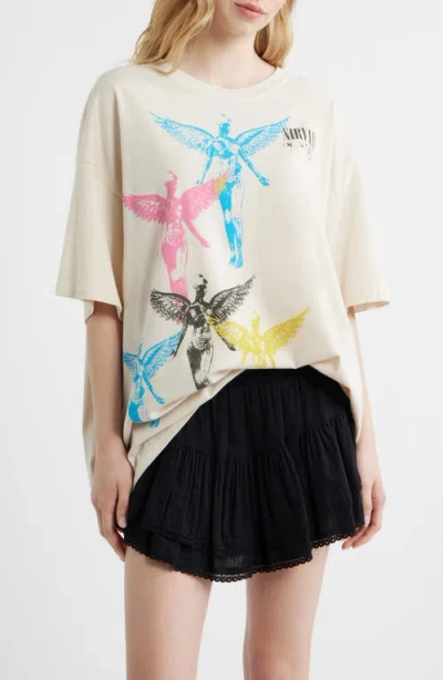 Daydreamer Angel Stamps Cotton Graphic T-shirt In White