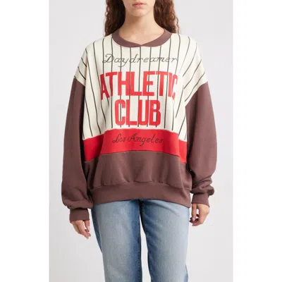 Daydreamer Athletic Club Colorblocked Sweatshirt In Brown