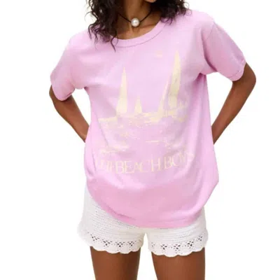 Daydreamer Beach Boys Good Vibrations Oversized Ringer Tee In Faded Lilac In Pink