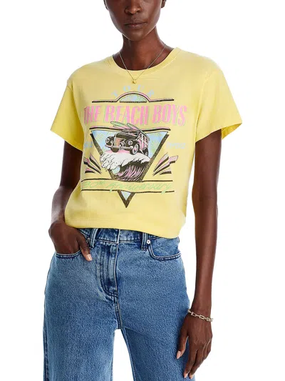 Daydreamer Beach Boys Womens Crewneck Printed Graphic T-shirt In Yellow
