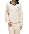 Daydreamer Billiards Polo Sweatshirt In Beige In White