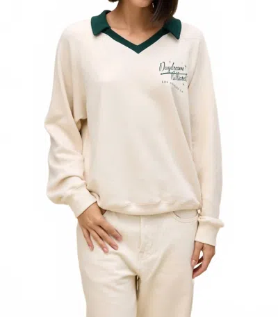 Daydreamer Billiards Polo Sweatshirt In Beige In White