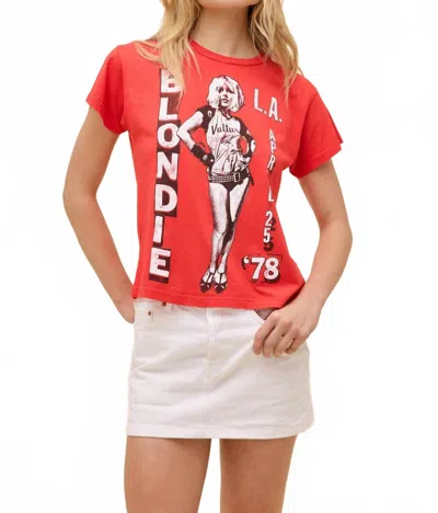 Daydreamer Blondie La '78 Solo Girlfriend Baby Tee In Orange In Red