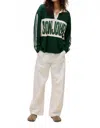 Daydreamer Bonjour! Rugby Long Sleeve Top In Green In Green