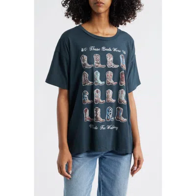 Daydreamer Boots For Walking Merch Cotton Graphic T-shirt In Blue