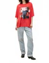 Daydreamer Bruce Springstein Americana Over Sized Tee In Vintage Red In Red