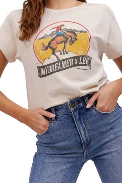 Daydreamer Bucking Bronco Tour Tee Top In Dirty White In Multi