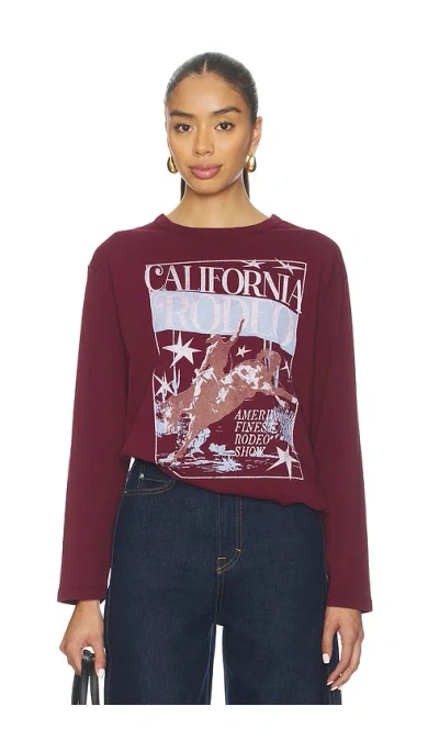 Daydreamer California Rodeo Crew Long Sleeve In Burgundy