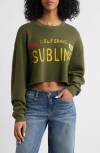 Daydreamer California Sublime Crop Graphic Sweatshirt In Green