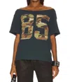 Daydreamer 85 Camo Applique Off The Shoulder Tee In Multi