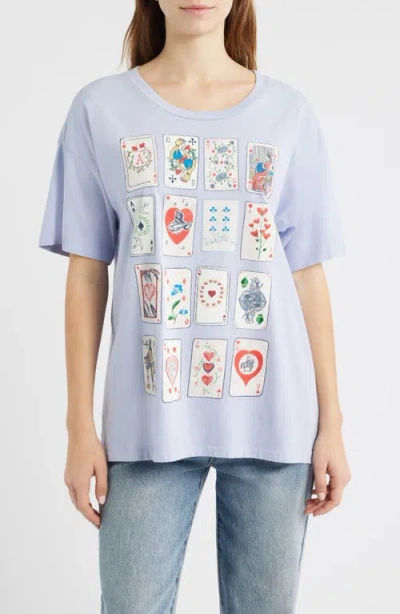 Daydreamer Cards For Dreamers Oversize Cotton Graphic T-shirt In Blue