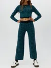 Daydreamer Check High-rise Pants In Teal In Blue