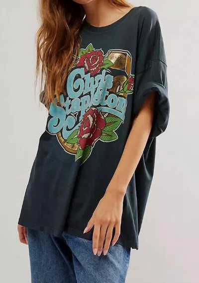 Daydreamer Chris Stapleton Distressed Tee In Dark Gray