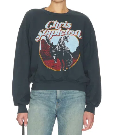 Daydreamer Chris Stapelton Horse Oversized Crew Sweatshirt In Green