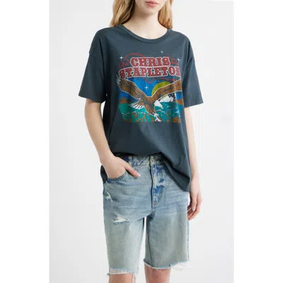 Daydreamer Chris Stapleton Wild Eagle Cotton Graphic T-shirt In Blue