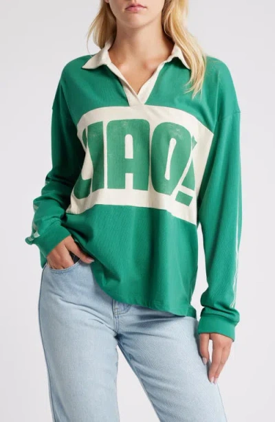 Daydreamer Ciao Rugby Shirt In Jade/white