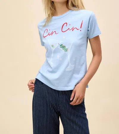 Daydreamer Cin Cin Ringer Tee In Powder Blue