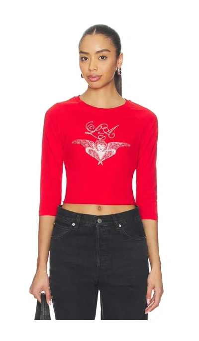 Daydreamer Daydreaming Raglan Tee In Red