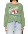 Daydreamer Don't Gamble With My Heart One Size Long Sleeve In Stone Green In Multi